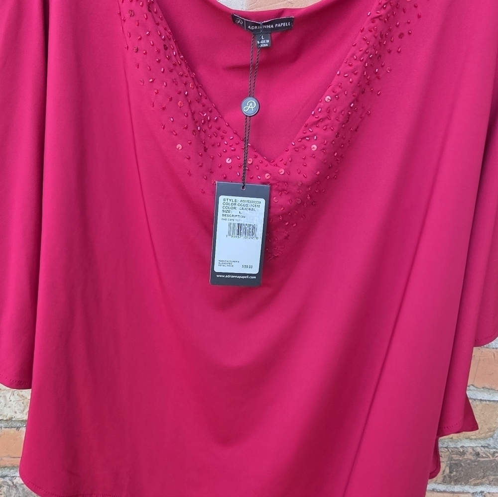 Adrianna Papell Red Embellished Blouse - Picture 5 of 14